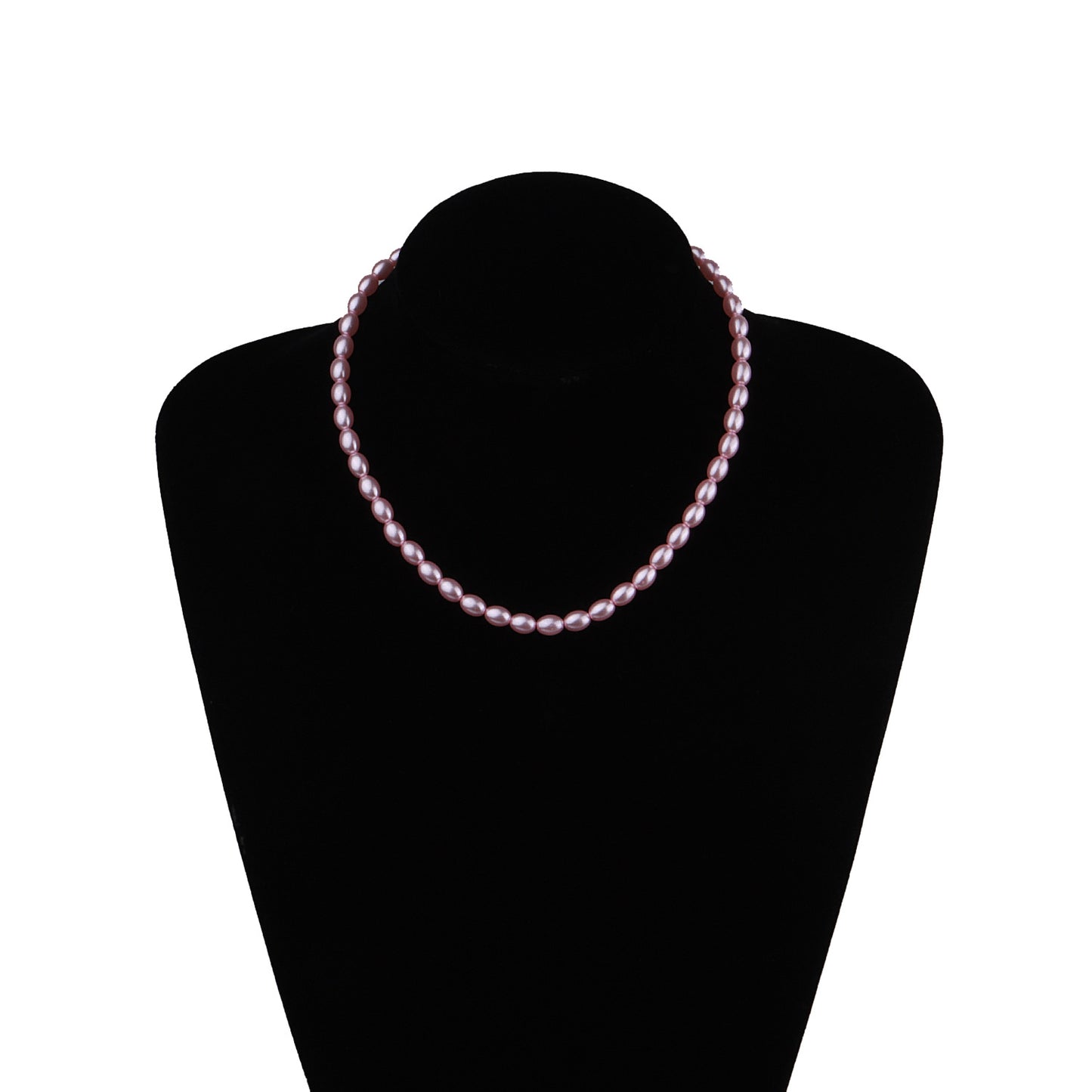 Pink Pearl Geometric Necklace for Women - Minimalist European Style Fashion Jewelry, Fishline Chain, Short Length, Elegant Pendant