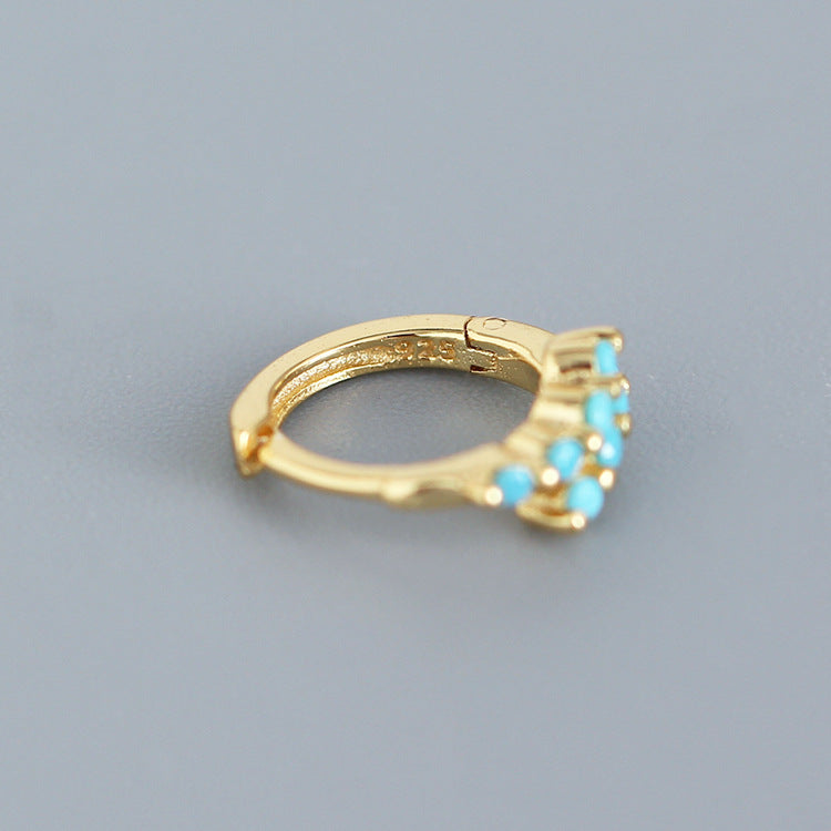 Orecchini da donna in argento sterling S925, geometrici, minimalisti, di lusso, con intarsio in strass