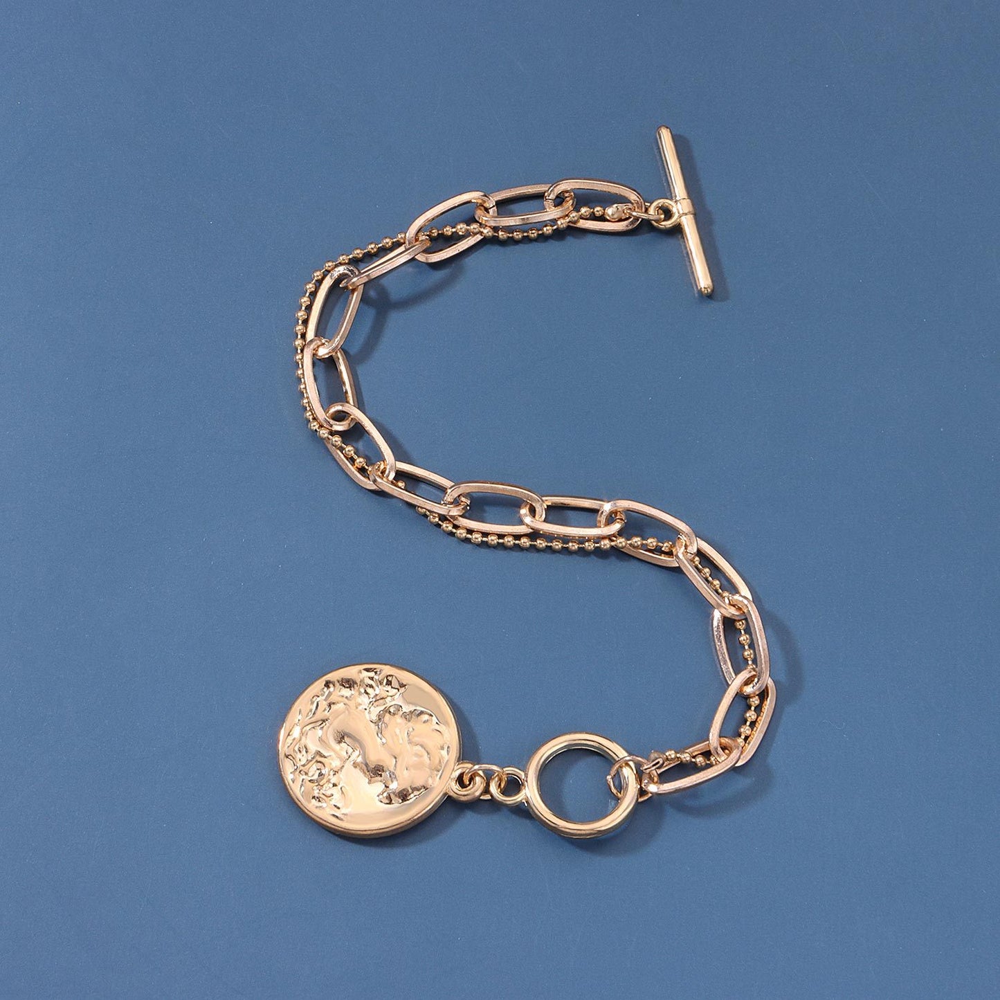 Vintage Minimalist Geometric Alloy Hand Chain for Women, Plated Crafted Jewelry, Unique Layered Sculpture Bracelet for Travel Souvenir, Exhibition, Promotion, Employee Gift, Anniversary, Business Gift, Opening Ceremony