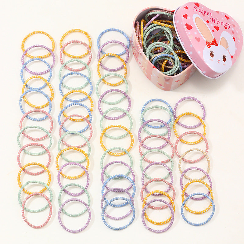 Elastico per capelli per bambini a tema Principessa Elsa colorato con forme geometriche, delicato sui capelli, confezione da 50