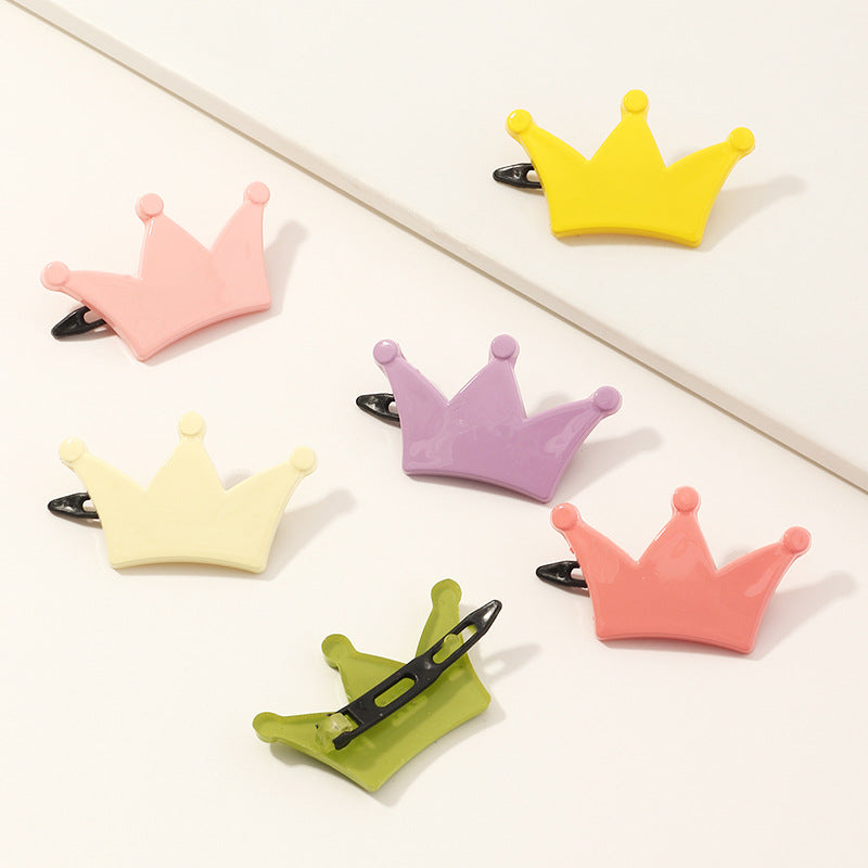 Bonito pasador de pelo de corona para niñas, accesorio de pelo de resina plástica con acabado hecho a mano, estilo de clip de rana en colores pastel frescos