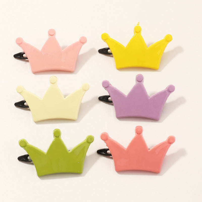 Bonito pasador de pelo de corona para niñas, accesorio de pelo de resina plástica con acabado hecho a mano, estilo de clip de rana en colores pastel frescos