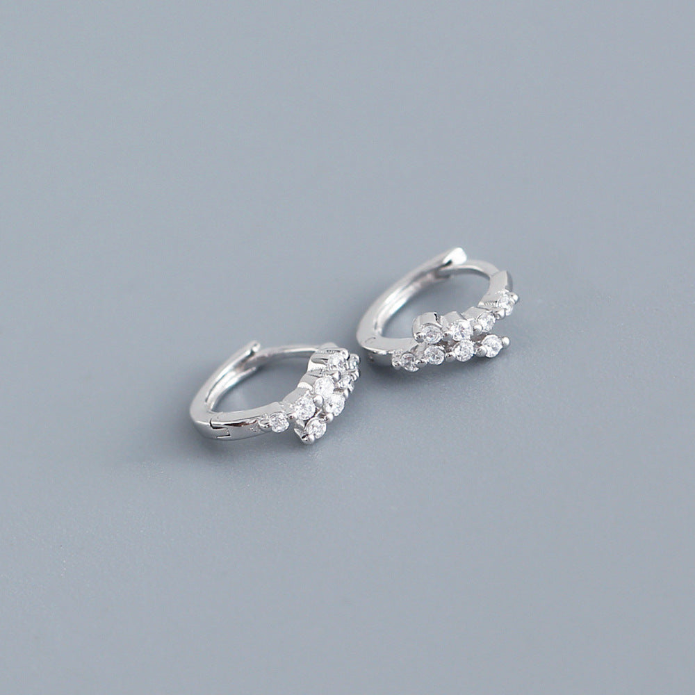 Orecchini da donna in argento sterling S925, geometrici, minimalisti, di lusso, con intarsio in strass