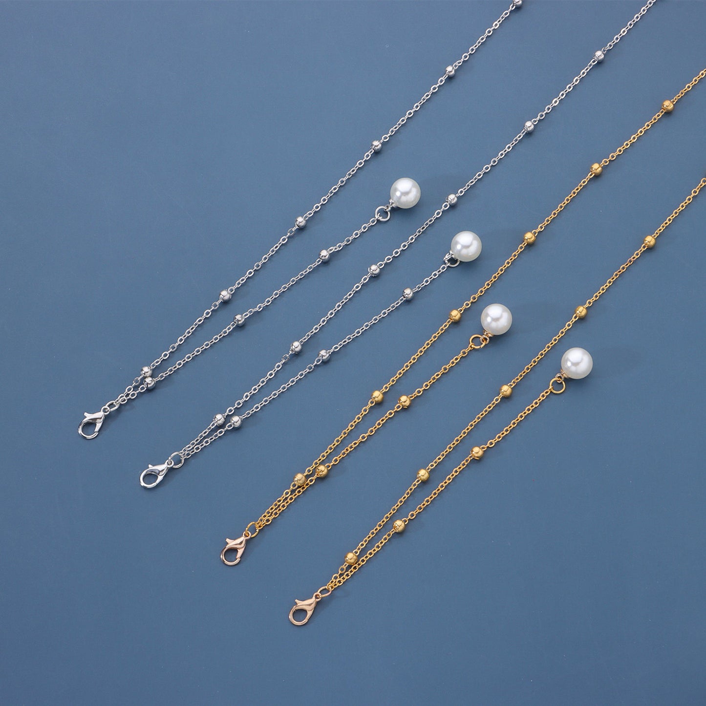 Pearl Tassel Long Alloy Ball Chain Glasses Chain with Round Beads
