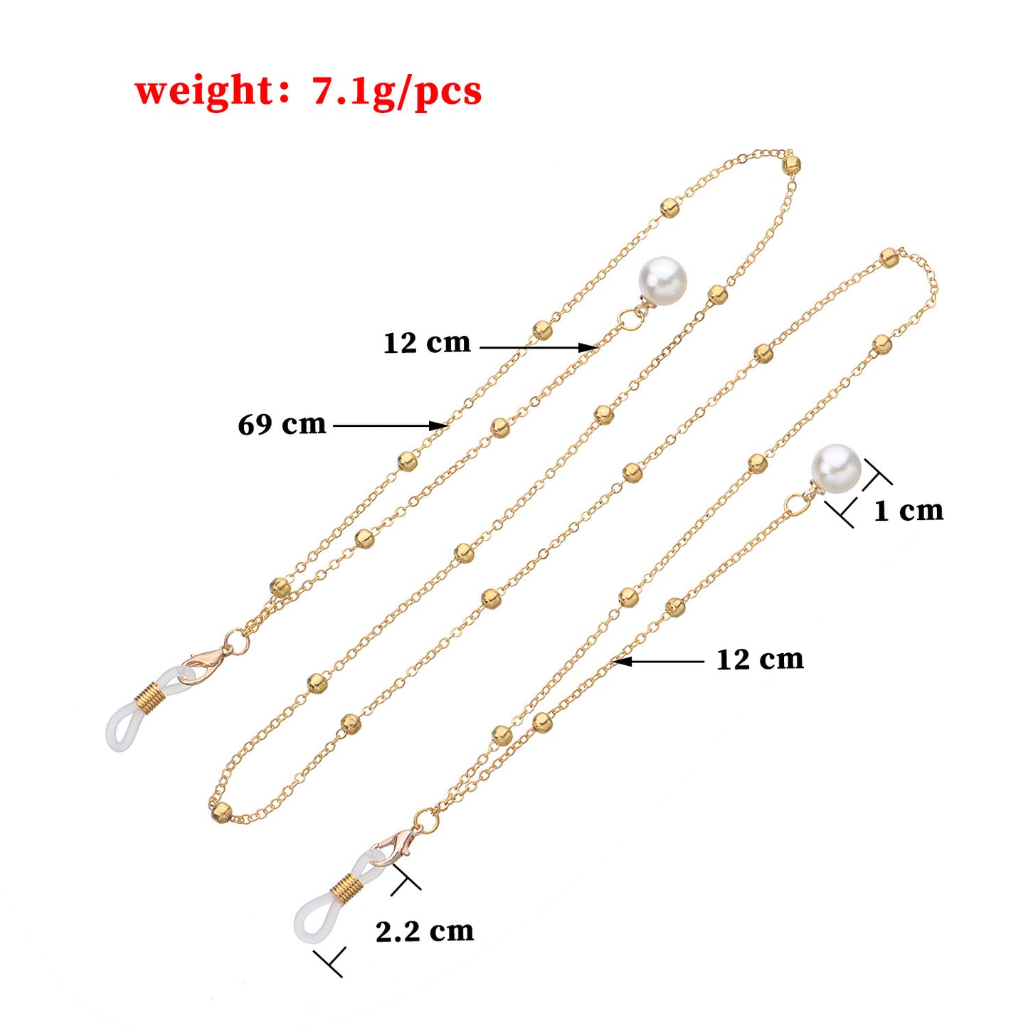 Pearl Tassel Long Alloy Ball Chain Glasses Chain with Round Beads