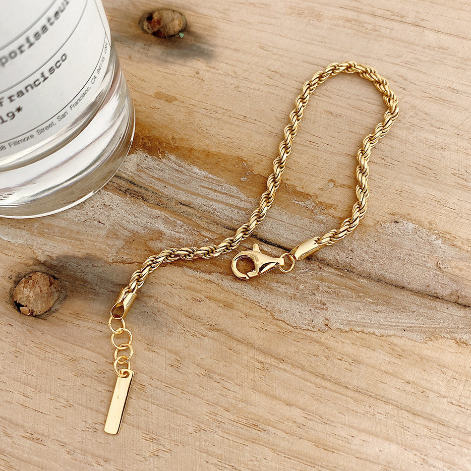 Minimalist 925 Sterling Silver Gold Plated Star Rope Chain Bracelet for Women