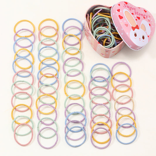 Elastico per capelli per bambini a tema Principessa Elsa colorato con forme geometriche, delicato sui capelli, confezione da 50