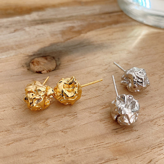 Pendientes minimalistas de plata de ley 925 con forma de gota, roca de lava e incrustaciones de perlas para mujer