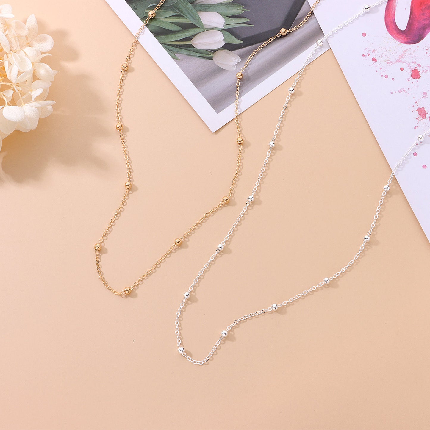 Gold Plated Round Bead Alloy Waist Chain for Women