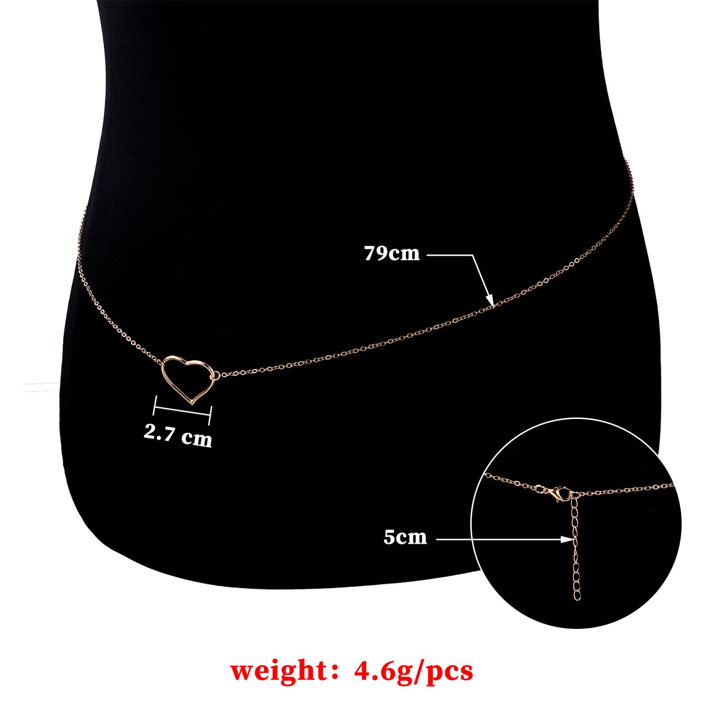 Fashion Heart Shaped Alloy Body Chain for Women
