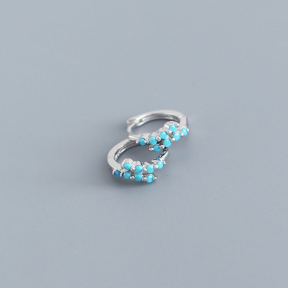Orecchini da donna in argento sterling S925, geometrici, minimalisti, di lusso, con intarsio in strass