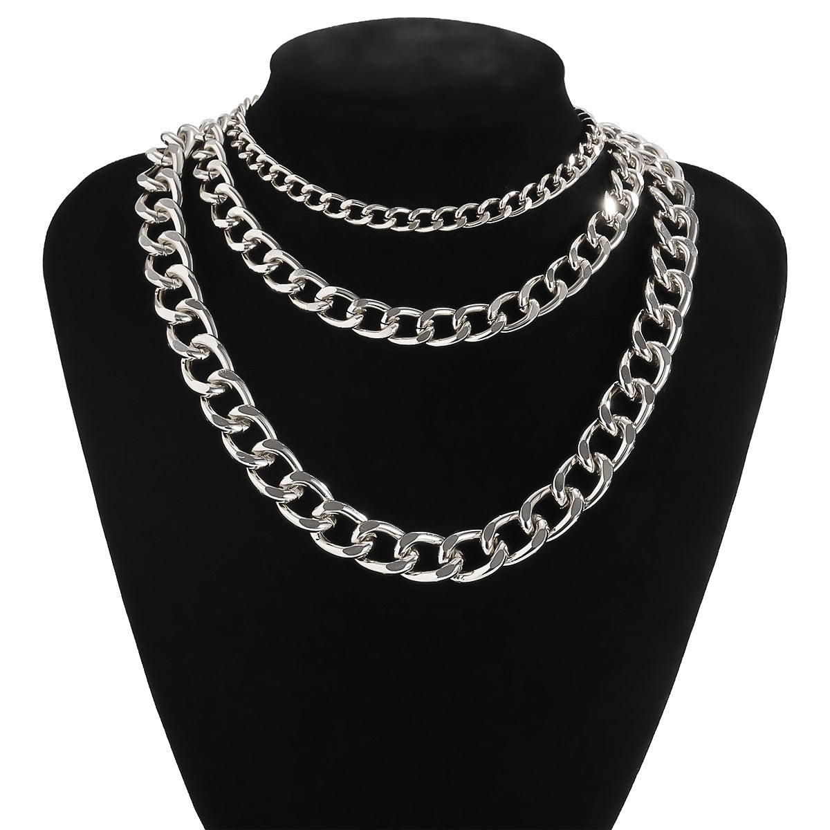 Exaggerated Geometric Letter Aluminum Alloy Snake Chain Necklace Set for Women