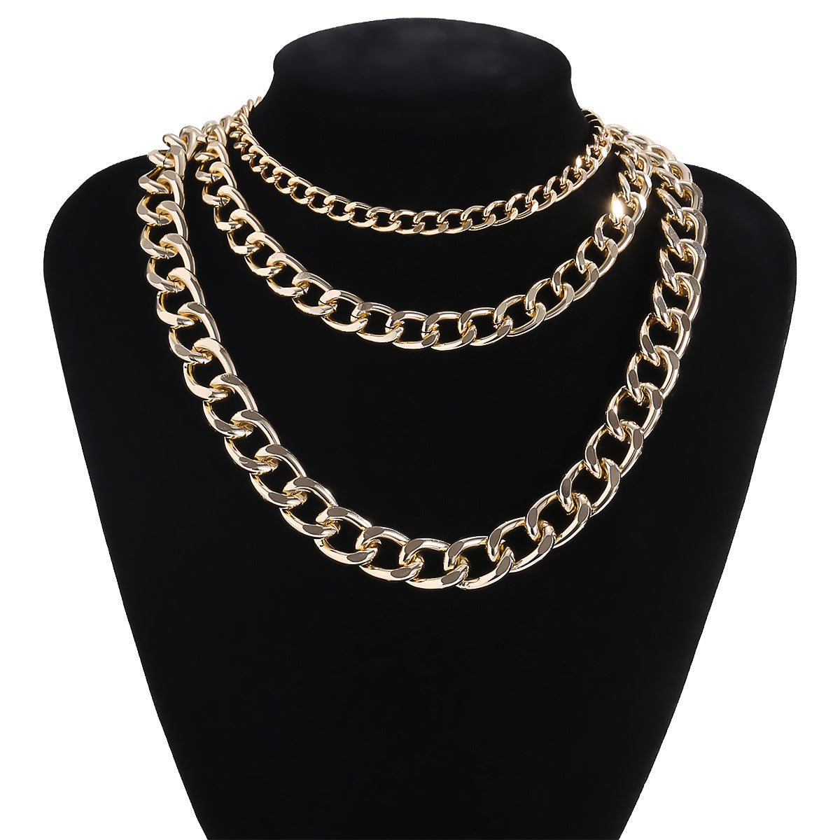 Exaggerated Geometric Letter Aluminum Alloy Snake Chain Necklace Set for Women