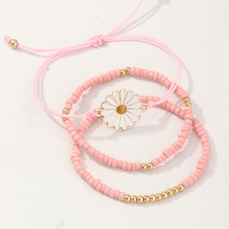 Bohemian Beaded Bracelet for Children Handmade Sunflower-Shaped Lucky Charm Bracelet Princess Style