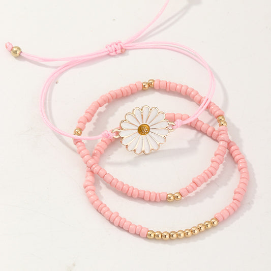 Pulsera Bohemia de Cuentas para Niñas, Pulsera de la Suerte con Dijes de Girasol Hecha a Mano, Estilo Princesa