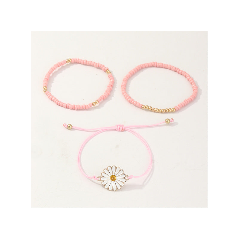 Bohemian Beaded Bracelet for Children Handmade Sunflower-Shaped Lucky Charm Bracelet Princess Style