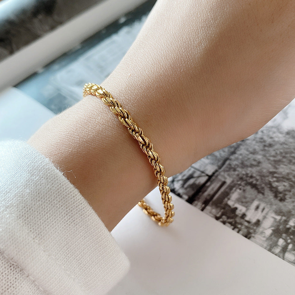 Minimalist 925 Sterling Silver Gold Plated Star Rope Chain Bracelet for Women