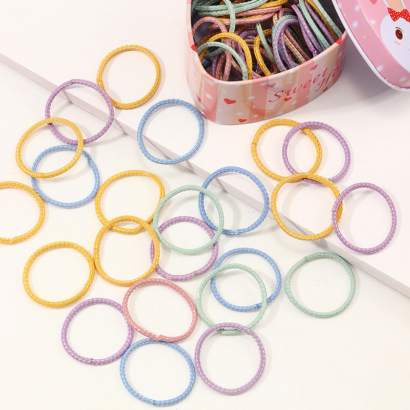 Elastico per capelli per bambini a tema Principessa Elsa colorato con forme geometriche, delicato sui capelli, confezione da 50