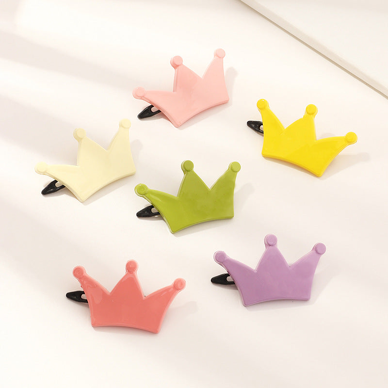 Bonito pasador de pelo de corona para niñas, accesorio de pelo de resina plástica con acabado hecho a mano, estilo de clip de rana en colores pastel frescos