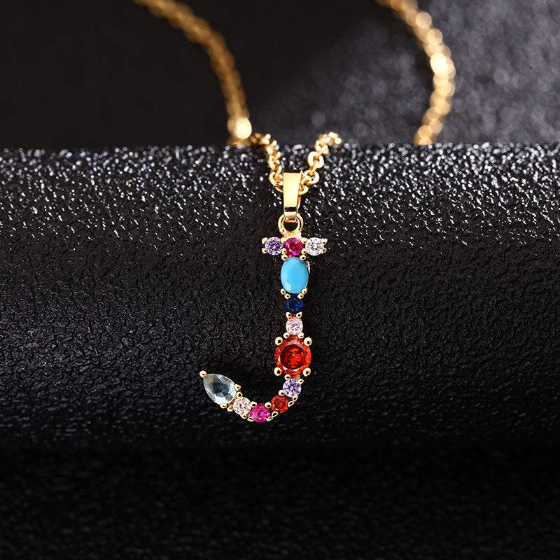 Collana con Lettera da Donna con Strass Intarsiati in Agata, Catena a O, Gioielli alla Moda Casual Unisex