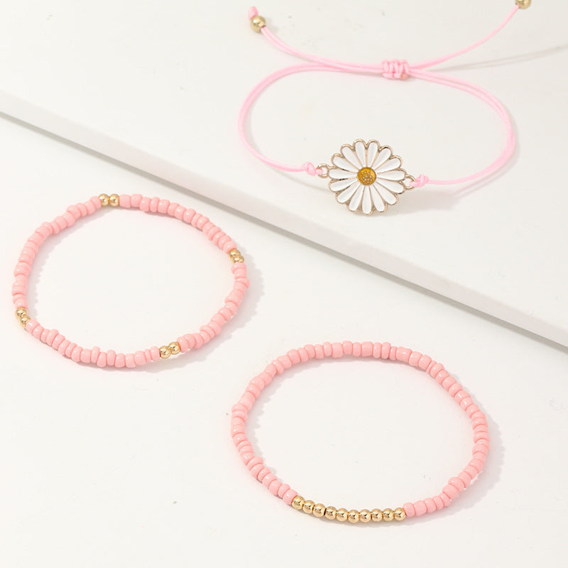 Bohemian Beaded Bracelet for Children Handmade Sunflower-Shaped Lucky Charm Bracelet Princess Style