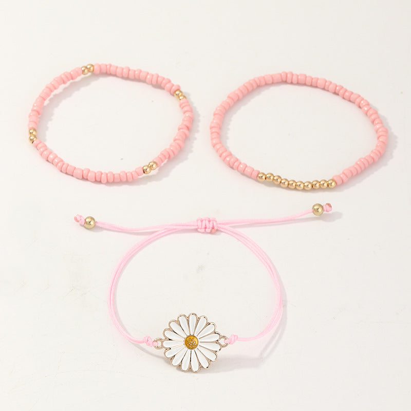Bohemian Beaded Bracelet for Children Handmade Sunflower-Shaped Lucky Charm Bracelet Princess Style