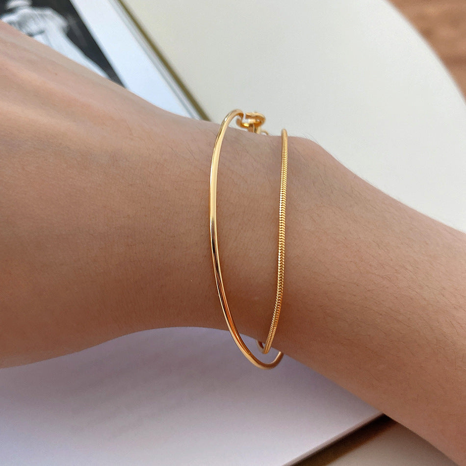 Bracciale da donna a catena serpentina geometrica a stella placcato in argento sterling 925, stile minimalista e dolce