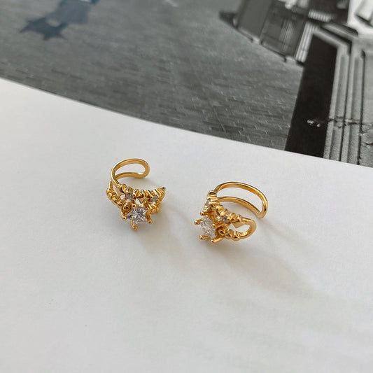 Orecchini minimalisti da donna a forma di stella e goccia in argento sterling 925 con perle e zirconi cubici