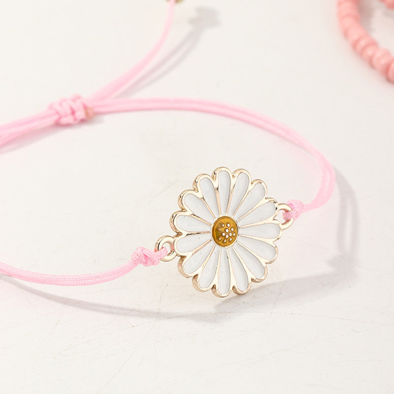 Bohemian Beaded Bracelet for Children Handmade Sunflower-Shaped Lucky Charm Bracelet Princess Style