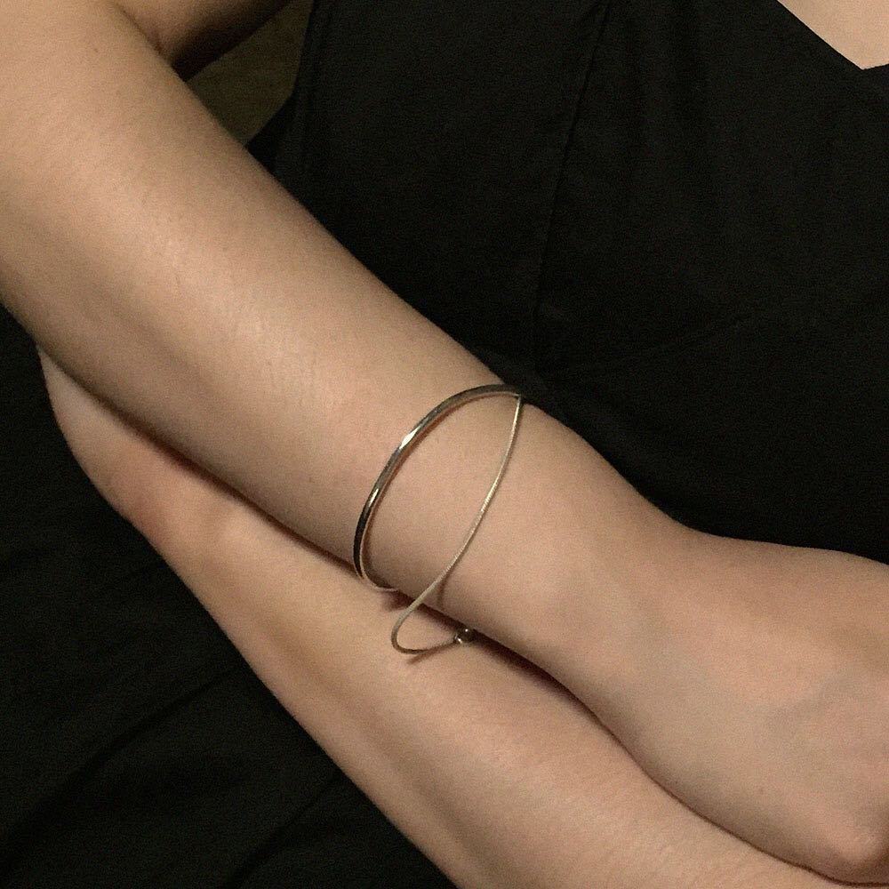 Bracciale da donna a catena serpentina geometrica a stella placcato in argento sterling 925, stile minimalista e dolce
