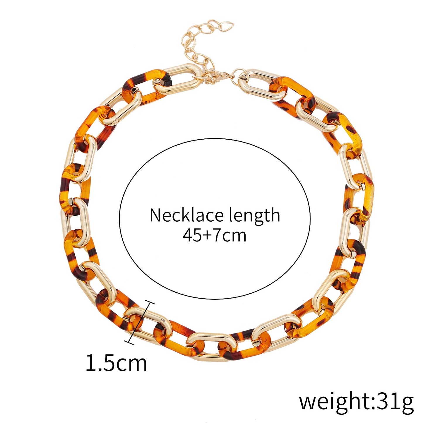 Collana da donna con ciondolo in acrilico geometrico punk e catena a maglie.