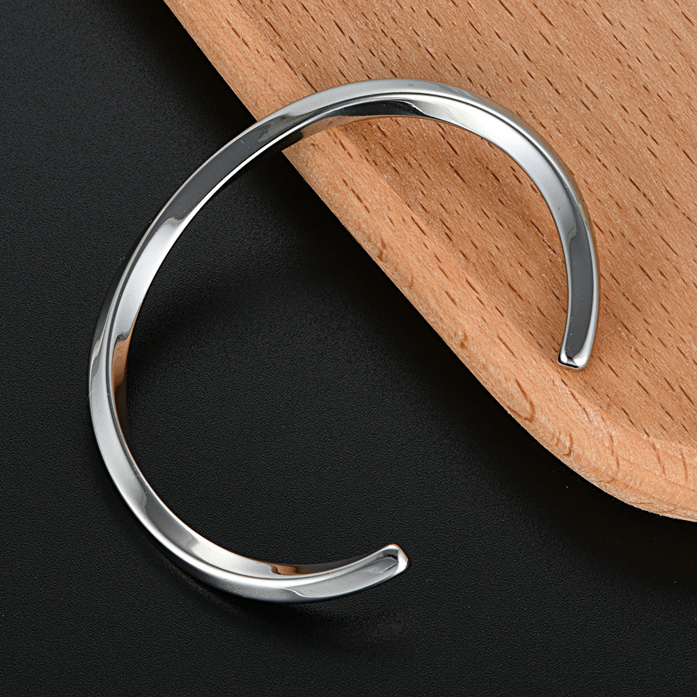 Minimalist Titanium Steel Rope Chain Open Cuff Bracelet Unisex