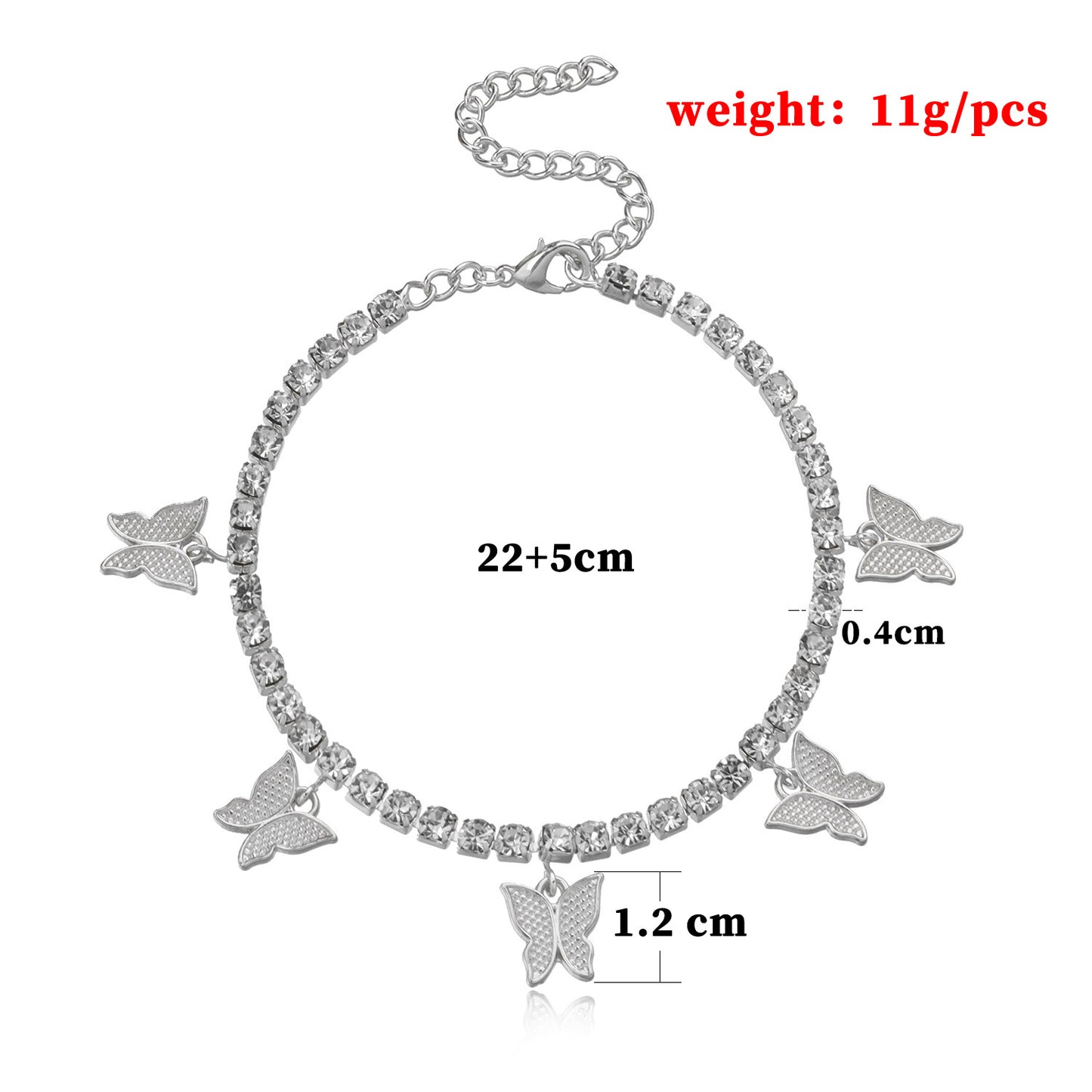 Cadena de pie de aleación estilo europeo para mujer con incrustaciones de diamantes de imitación, joyería de playa brillante para bodas, recuerdo de viaje, regalo para empleados