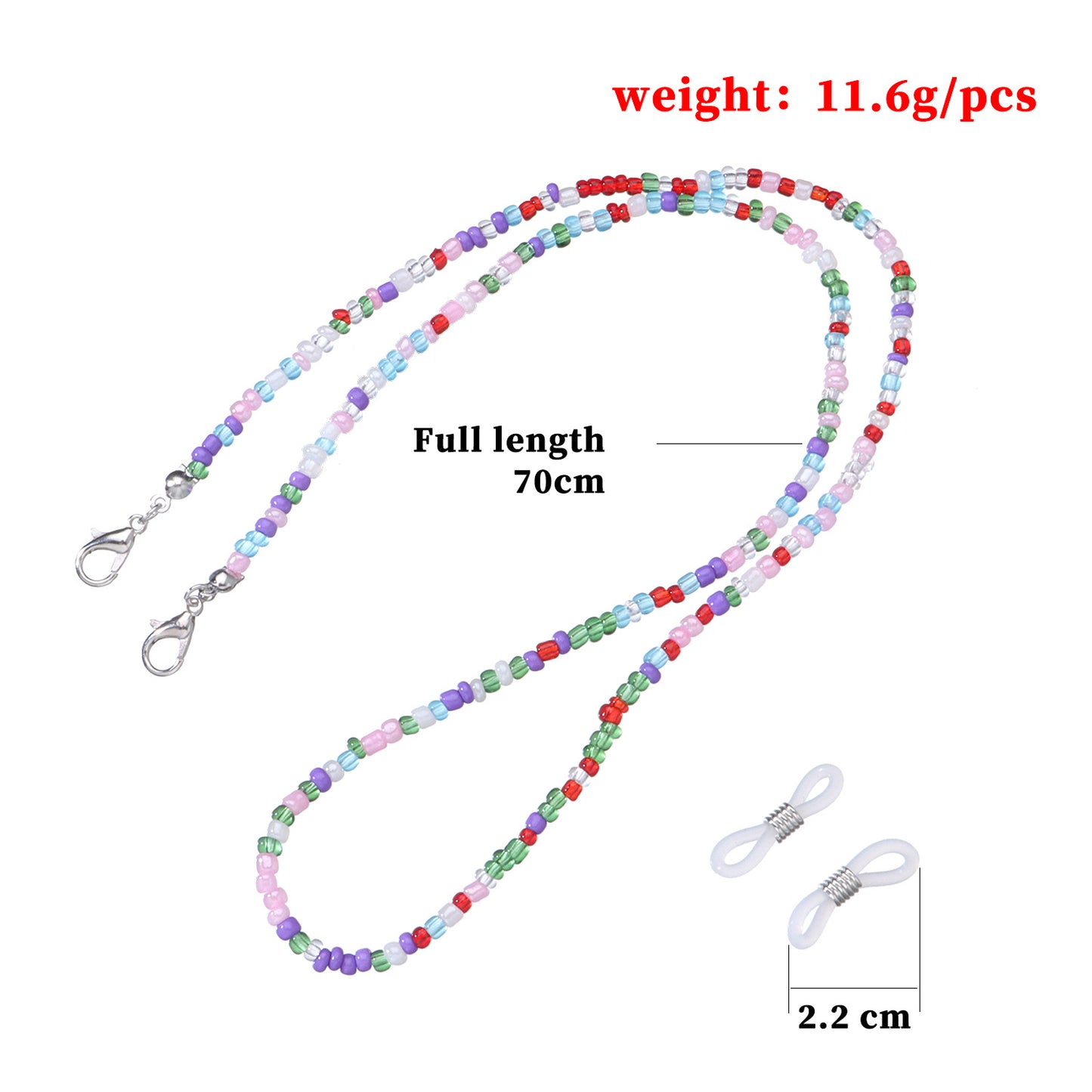 Fashion Colorful Transparent Glass Bead Ball Chain Eyeglass Holder and Face Mask Chain for Women