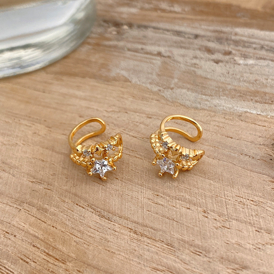 Minimalist 925 Sterling Silver Star Teardrop Earrings with Pearl and Cubic Zirconia Inlay for Women
