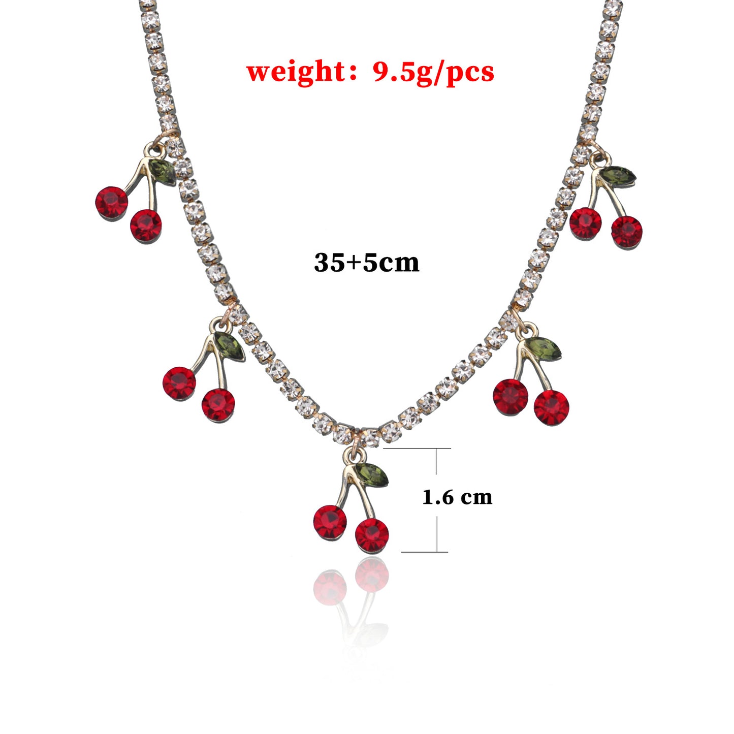 Vintage Bohemian Red Cherry Necklace for Women, Geometric Alloy Pendant with Box Chain, Plated Jewelry Accessory
