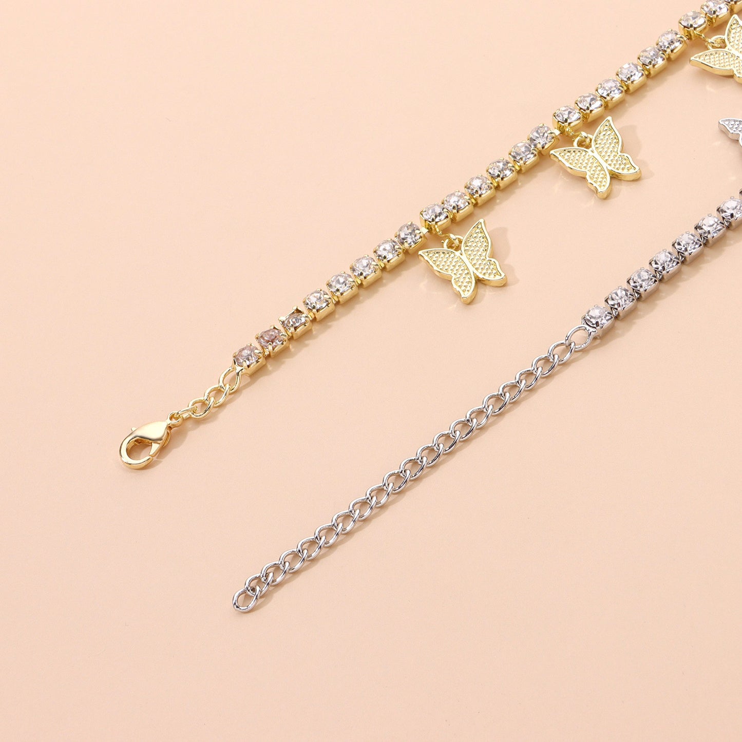 Cadena de pie de aleación estilo europeo para mujer con incrustaciones de diamantes de imitación, joyería de playa brillante para bodas, recuerdo de viaje, regalo para empleados