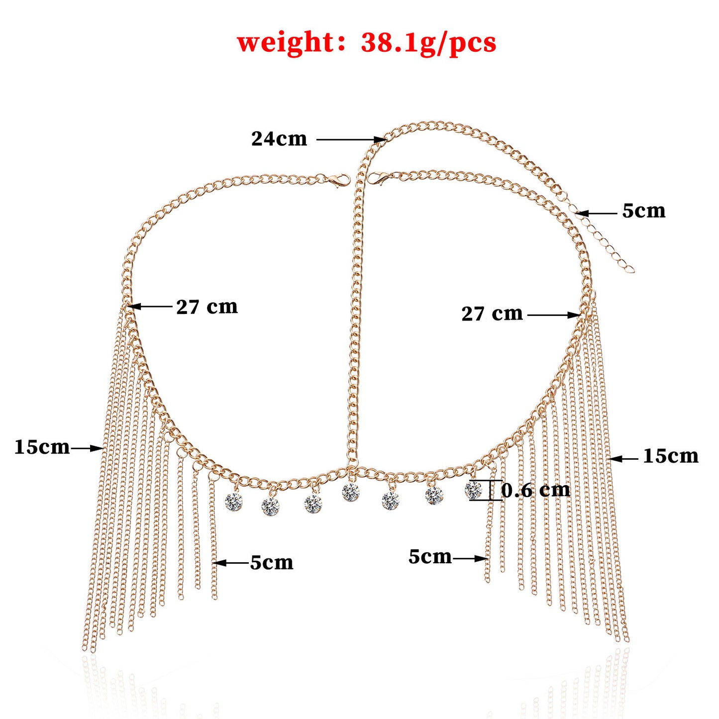 Fascia per Capelli Geometrica da Donna con Strass e Catena in Lega per Capelli