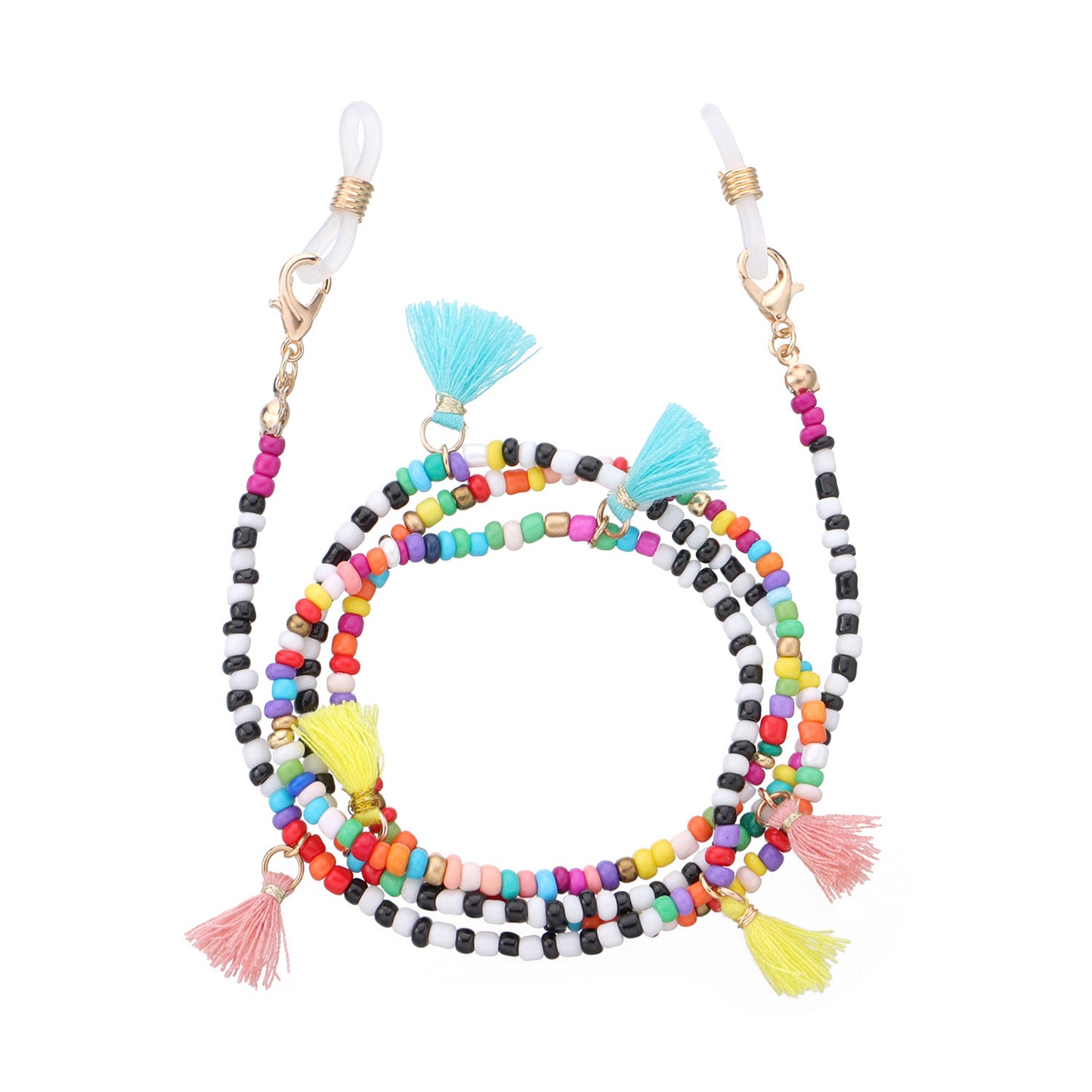 Elegant Colorful Tassel Glass Bead Eyeglass Chain for Women