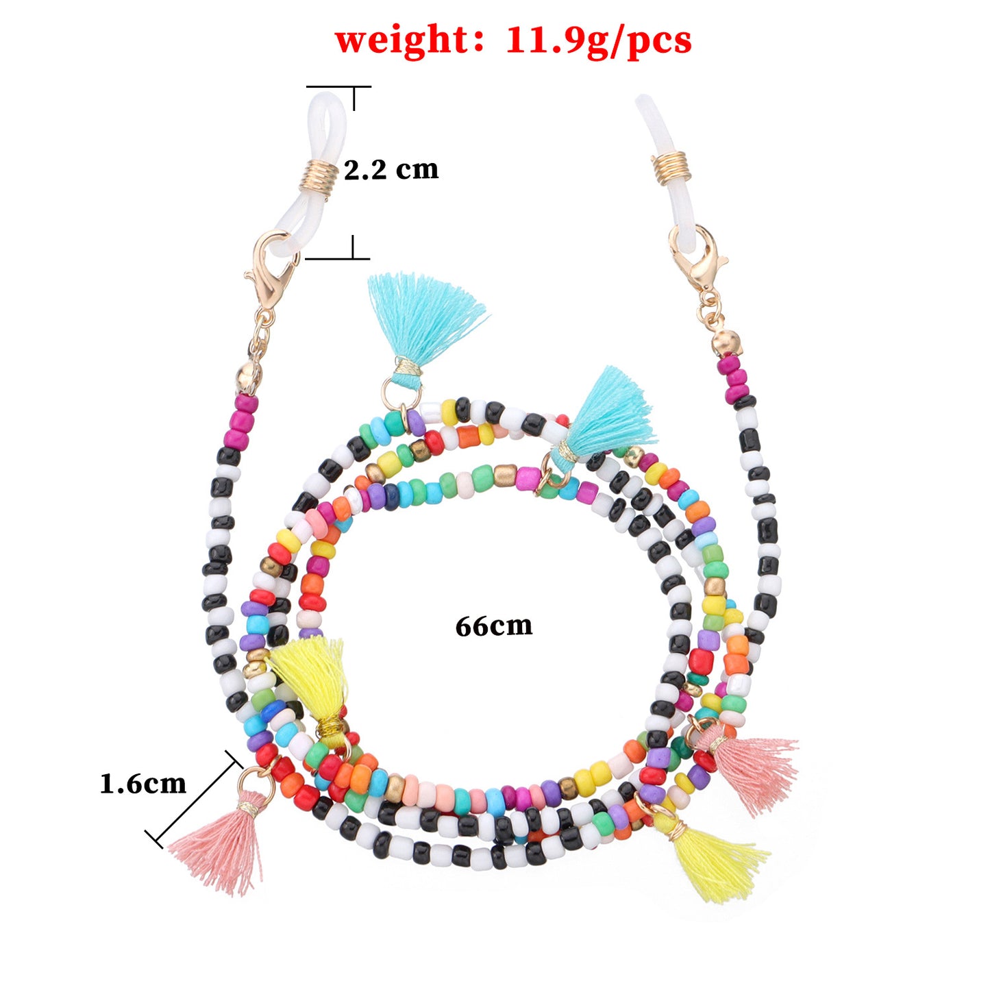 Elegant Colorful Tassel Glass Bead Eyeglass Chain for Women