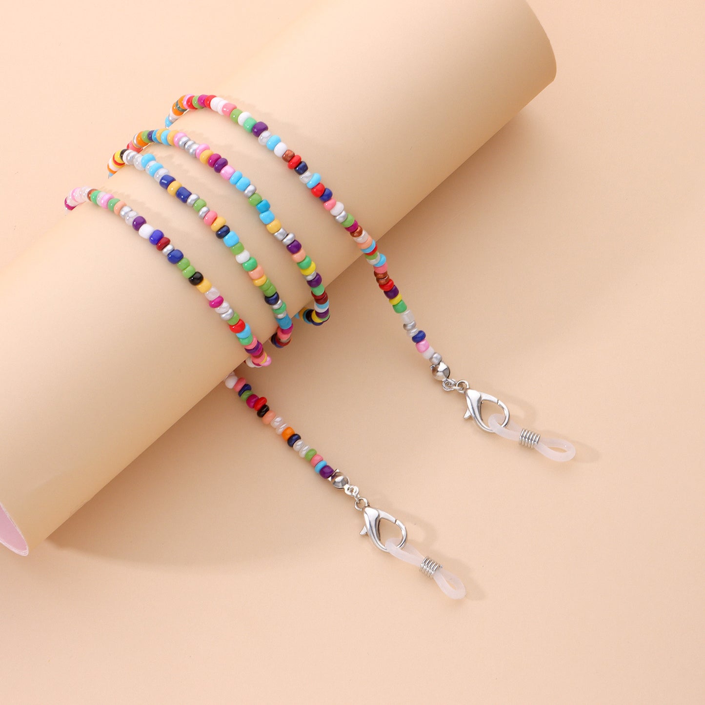 Colorful Glass Bead Mask Chain and Glasses Retainer for Women