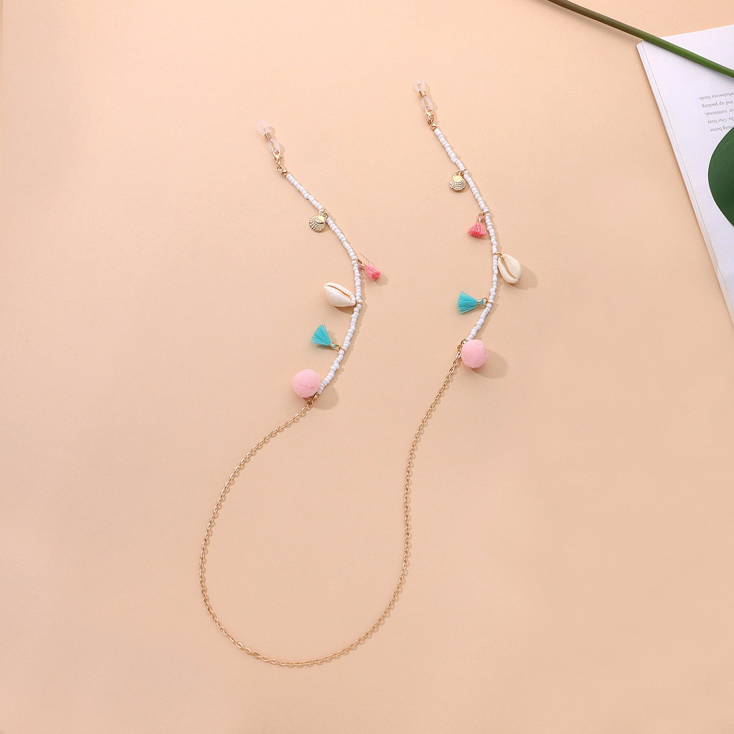 Colorful Tassel Pom-pom Glass Beads Eyeglass Chain for Women