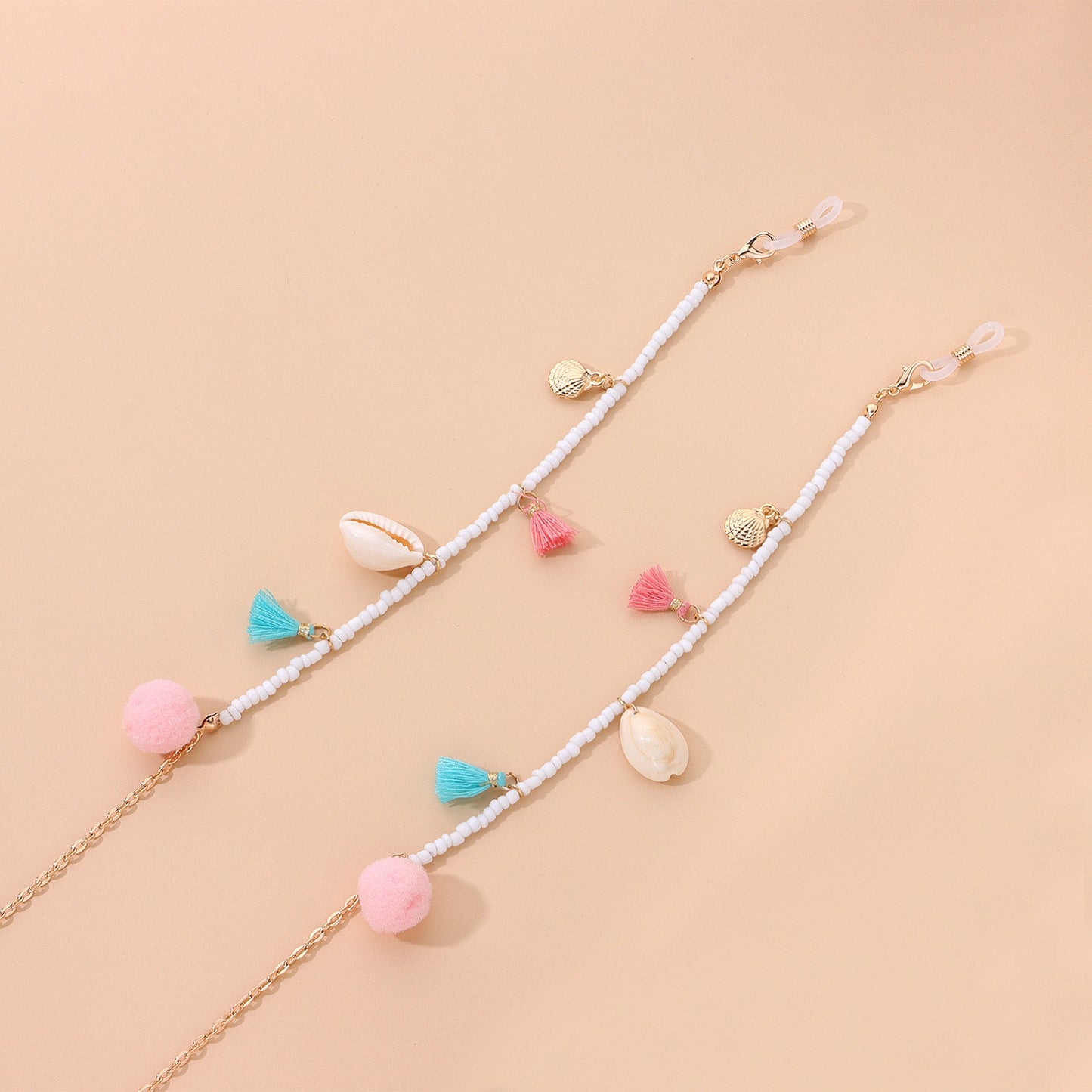 Colorful Tassel Pom-pom Glass Beads Eyeglass Chain for Women