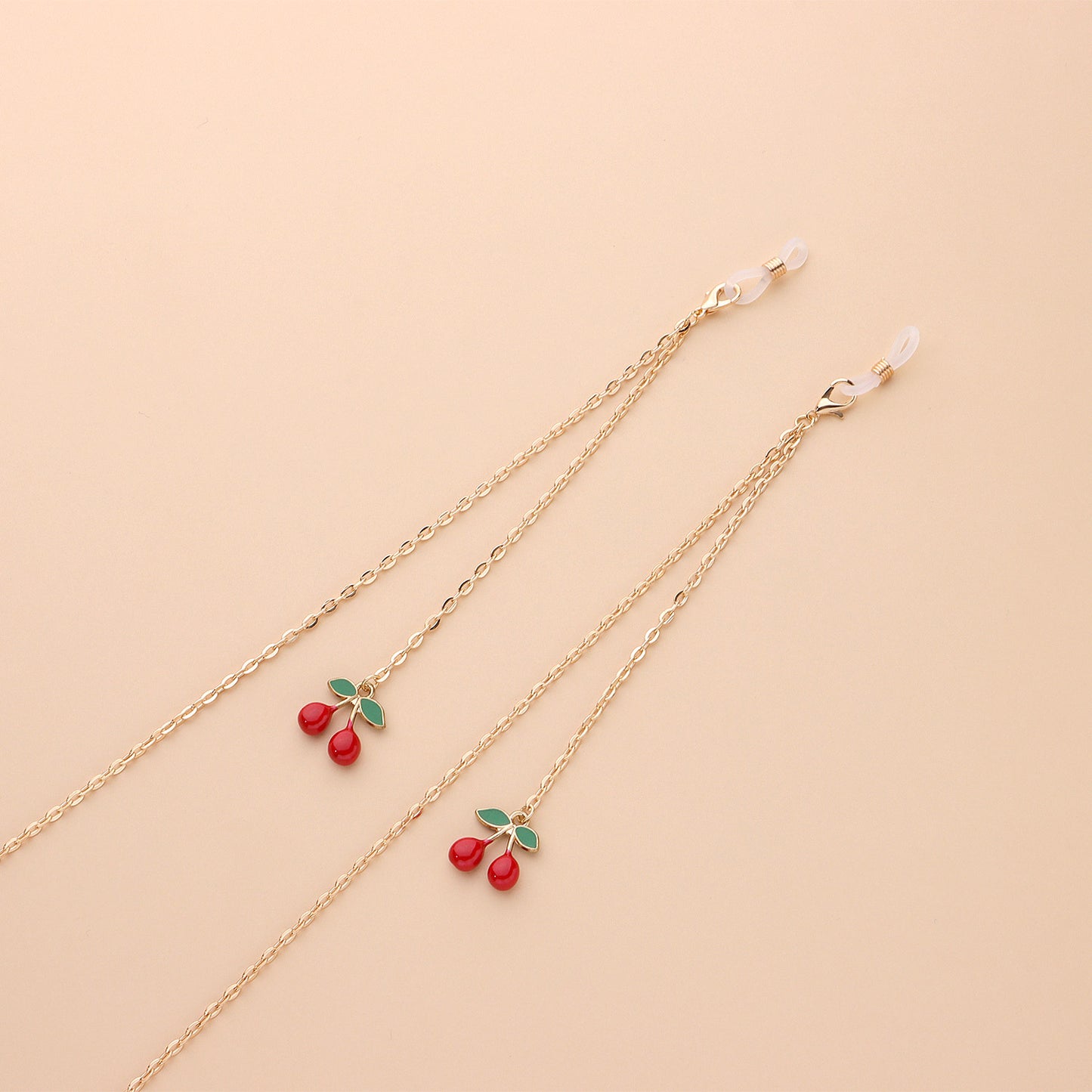 Elegant Red Cherry Pendant Alloy Eyeglass Chain Fashion Metal Eyewear Accessory