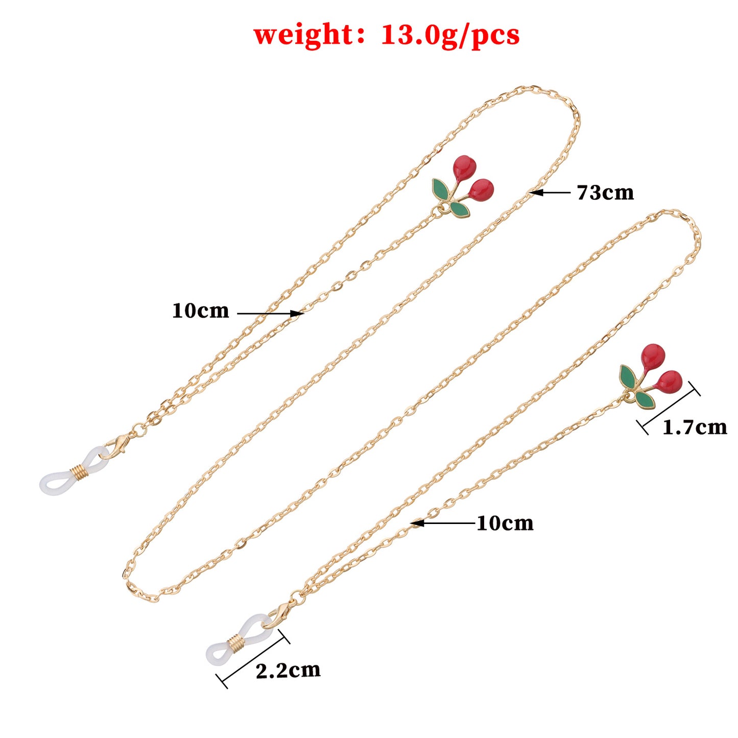 Elegant Red Cherry Pendant Alloy Eyeglass Chain Fashion Metal Eyewear Accessory
