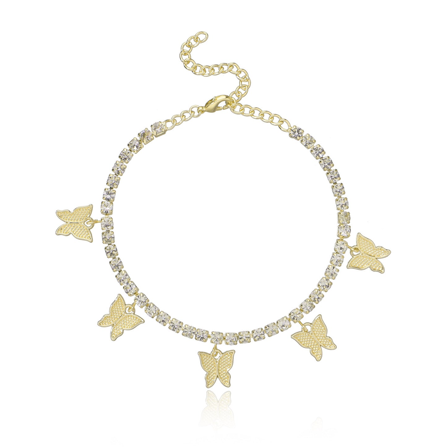 Cadena de pie de aleación estilo europeo para mujer con incrustaciones de diamantes de imitación, joyería de playa brillante para bodas, recuerdo de viaje, regalo para empleados
