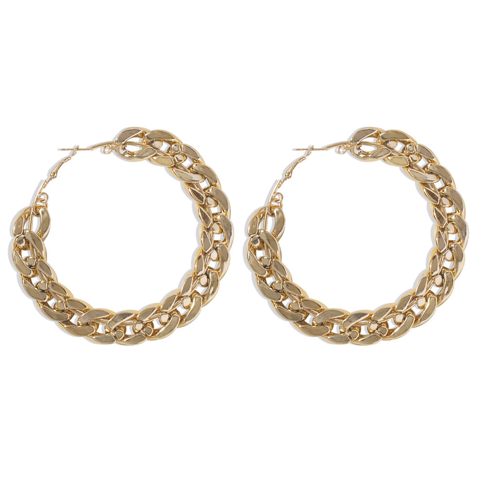 E8606 Pendientes de cadena circulares geométricos para mujer - Joyería de moda elegante y moderna, producto de dropshipping de aleación chapada