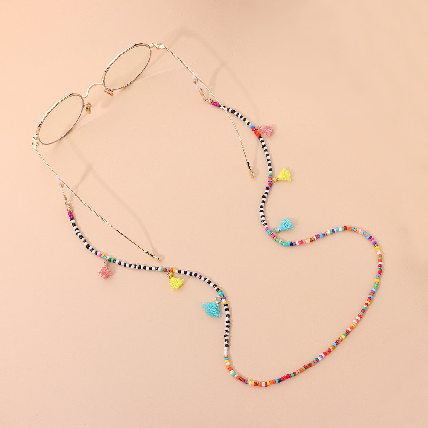 Elegant Colorful Tassel Glass Bead Eyeglass Chain for Women