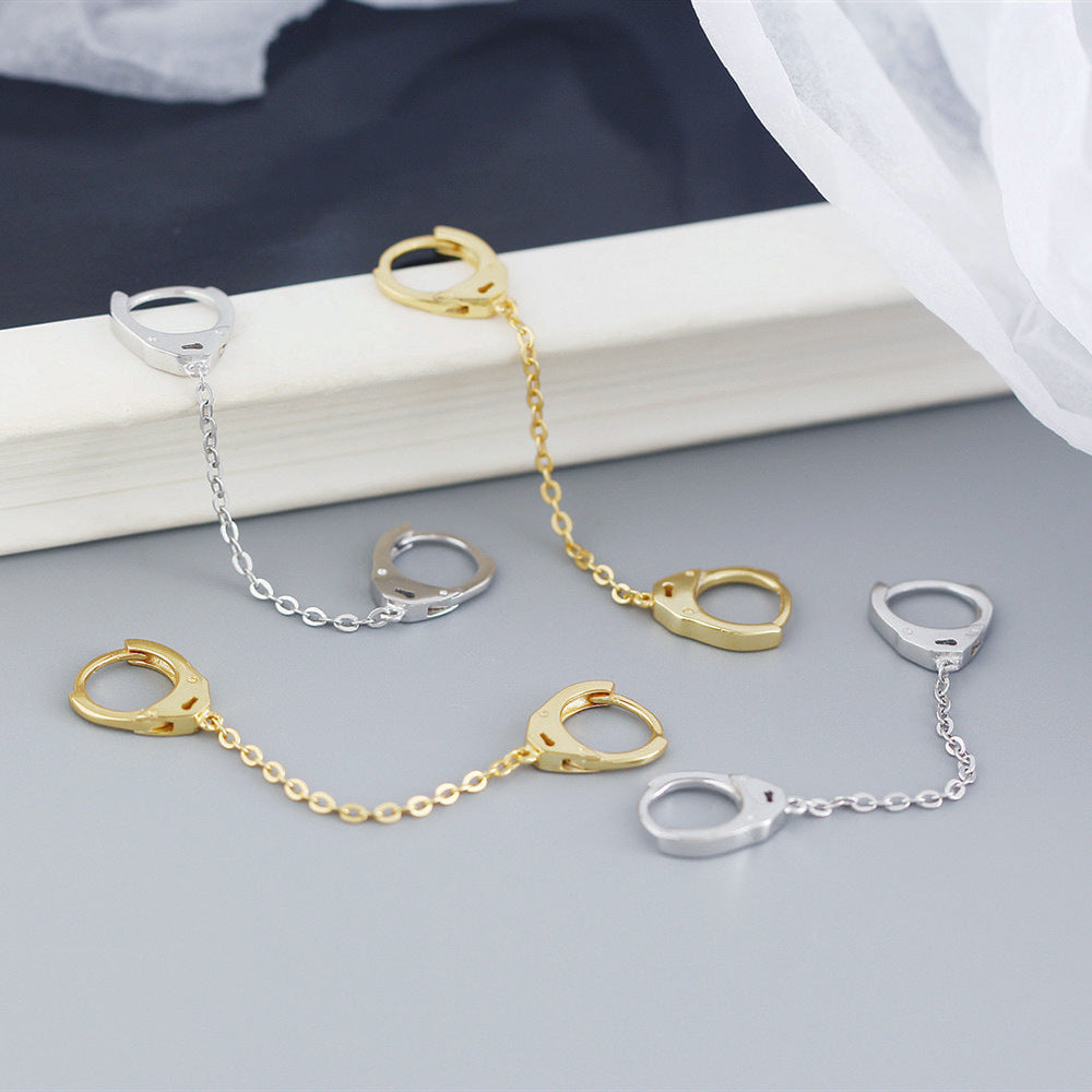 Polsini da donna S925 in argento sterling con catena a O, design geometrico, stile dolce-cool, con placcatura