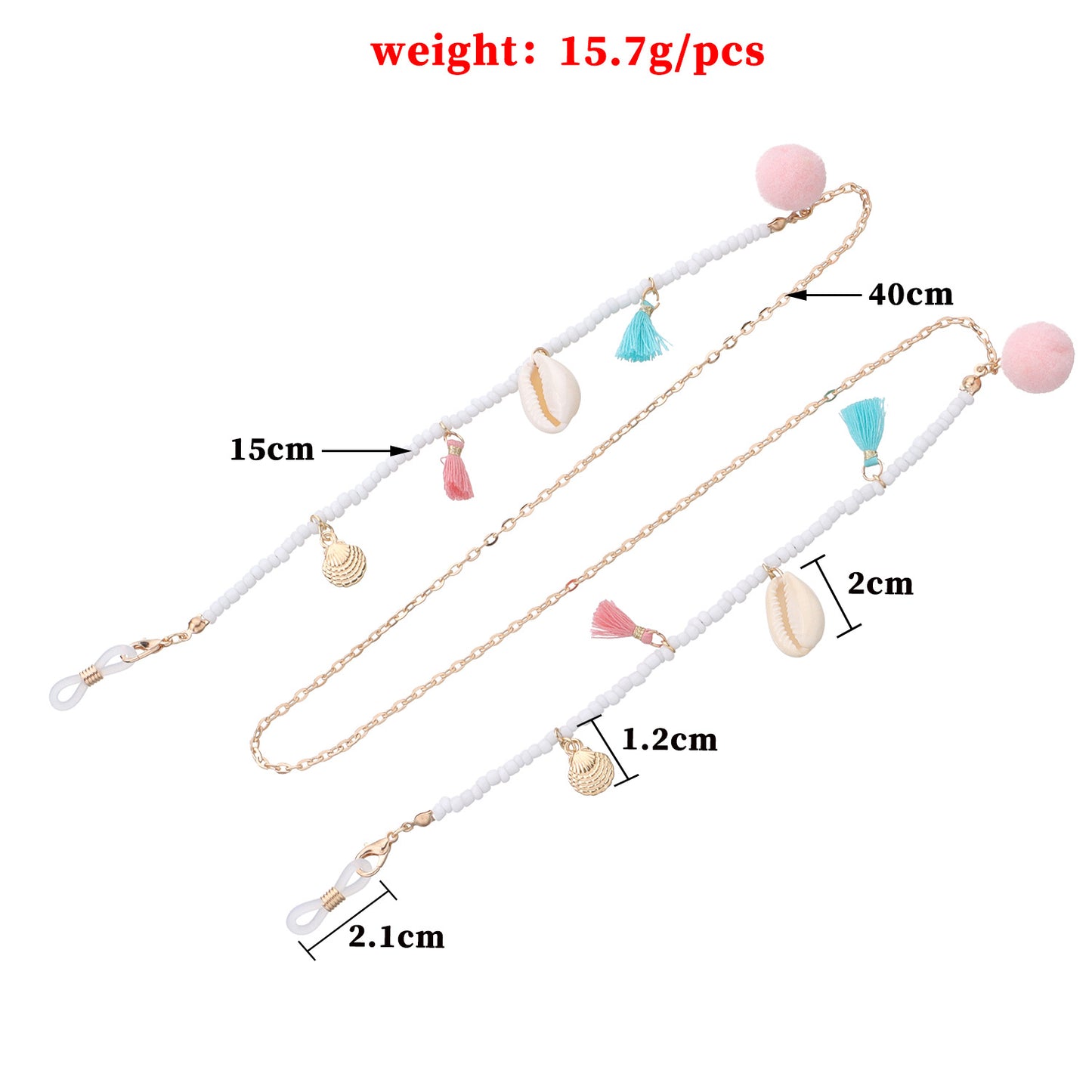 Colorful Tassel Pom-pom Glass Beads Eyeglass Chain for Women